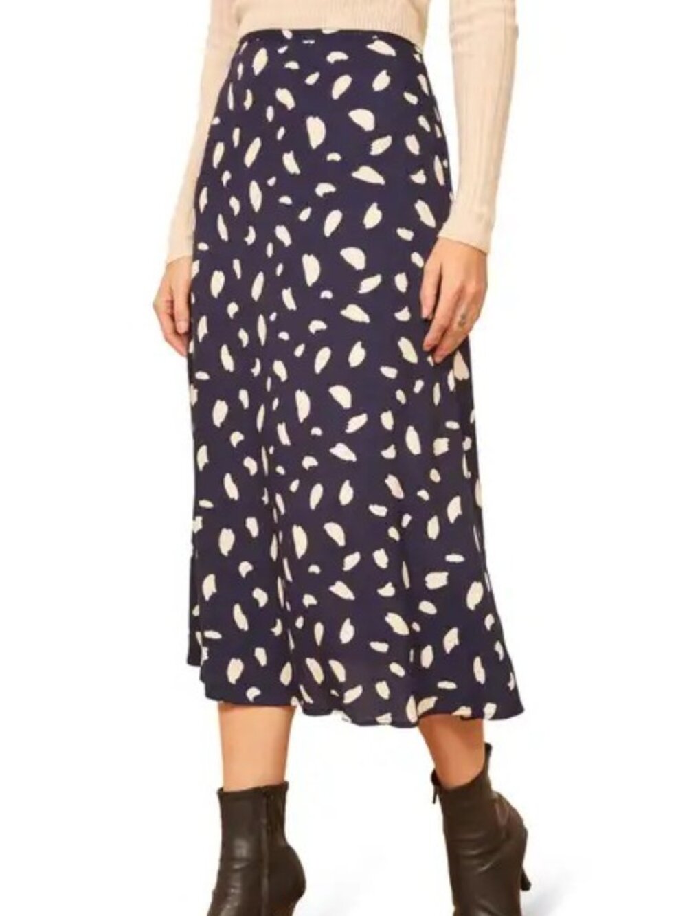 REFORMATION Midi-Length BEA Skirt in Splatter!! Sz 6